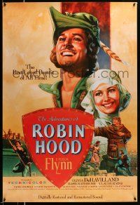 1g058 ADVENTURES OF ROBIN HOOD 1sh R89 Flynn as Robin Hood, De Havilland, Rodriguez art!