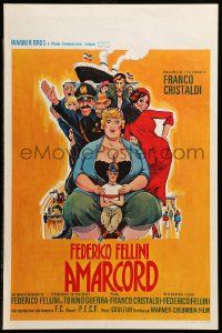 1h005 AMARCORD Belgian '74 Federico Fellini classic comedy, great wacky artwork!