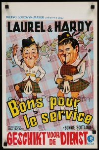 1h016 BONNIE SCOTLAND Belgian R70s wacky artwork of Stan Laurel & Oliver Hardy in kilts!