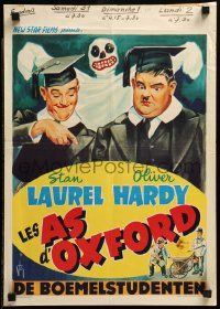 1h027 CHUMP AT OXFORD Belgian R50s different Hurel art of Laurel & Hardy with ghost behind!