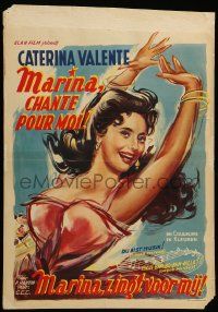 1h054 DU BIST MUSIK Belgian '56 wonderful Wenzel artwork of sexy Caterina Valente dancing!