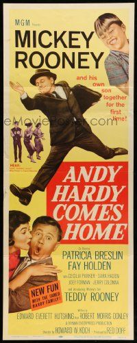 1h609 ANDY HARDY COMES HOME insert '58 Mickey Rooney & his son Teddy together for the first time!