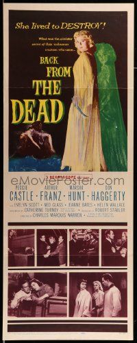 1h621 BACK FROM THE DEAD insert '57 Peggie Castle lived to destroy, cool sexy horror art & image!