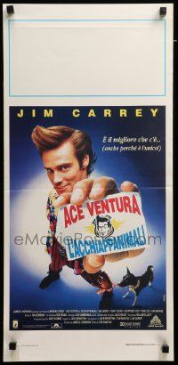 1h307 ACE VENTURA PET DETECTIVE Italian locandina '94 Carrey tries to find Miami Dolphins mascot!