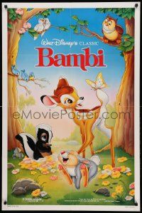 1j060 BAMBI 1sh R88 Walt Disney cartoon deer classic, great art with Thumper & Flower!