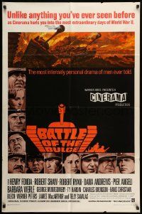 1j068 BATTLE OF THE BULGE Cinerama 1sh '66 Henry Fonda, Robert Shaw, cool Thurston tank art!
