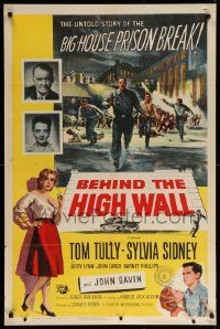 1j076 BEHIND THE HIGH WALL 1sh '56 Tom Tully, Sylvia Sidney, big house prison break!