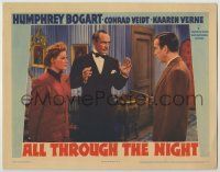 1k574 ALL THROUGH THE NIGHT LC '42 Kaaren Verne watches Humphrey Bogart hold gun on Conrad Veidt!