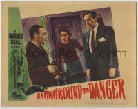 1k582 BACKGROUND TO DANGER LC '43 Brenda Marshall watches Peter Lorre point gun at George Raft!