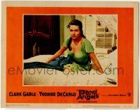 1k587 BAND OF ANGELS LC #8 '57 c/u of beautiful slave mistress Yvonne De Carlo sitting on bed!