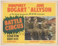 1k590 BATTLE CIRCUS LC #5 '53 Humphrey Bogart talks to June Allyson on the back of a truck!