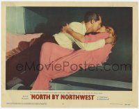 1k014 NORTH BY NORTHWEST LC #3 '59 Cary Grant & Eva Marie Saint kissing in train's upper berth!