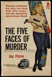 1m448 FIVE FACES OF MURDER paperback book '62 art of beautiful mysterious blonde who was the key!