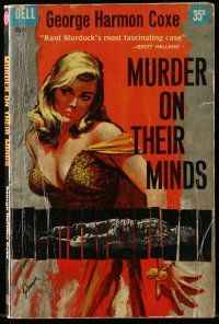 1m455 MURDER ON THEIR MINDS paperback book '59 Kent Murdock Mystery Series, sexy cover art!