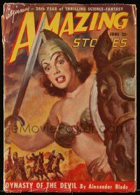 1m519 AMAZING STORIES pulp magazine June 1949 Dynasty of the Devil, sexy art by Arnold Kohn!