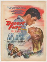 1m181 DESERT FURY magazine ad '47 great art of Burt Lancaster about to kiss Lizabeth Scott!