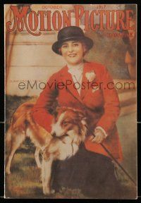 1m574 MOTION PICTURE FACSIMILE REPRINT magazine '70s Sielke art of Clara Kimball Young & her dog!