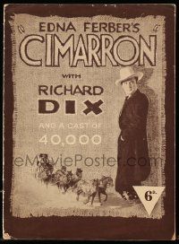 1m771 CIMARRON English souvenir program book '31 Richard Dix, Irene Dunne & a cast of 40,000!
