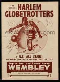 1m831 HARLEM GLOBETROTTERS English souvenir program book '53 playing basketball vs U.S. All Stars!