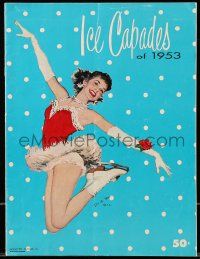 1m846 ICE CAPADES OF 1953 souvenir program book '53 sexy ice skater cover art by Joe de Mers!