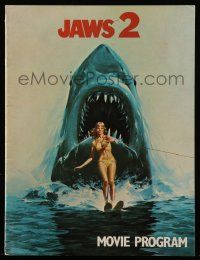 1m862 JAWS 2 souvenir program book '78 art of giant shark attacking girl on water skis by Lou Feck!