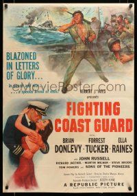 1m031 FIGHTING COAST GUARD promo brochure '51 Brian Donlevy, Ella Raines, unfolds to 24x34 poster!