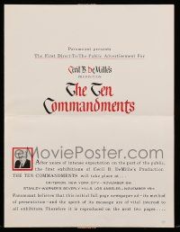 1m057 TEN COMMANDMENTS 4pg promo brochure '56 DeMille classic, Charlton Heston & Yul Brynner!