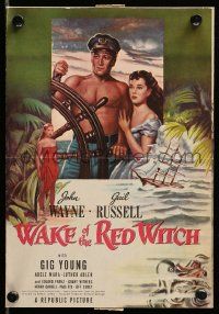 1m063 WAKE OF THE RED WITCH promo brochure '49 art of barechested John Wayne & Gail Russell at sea!
