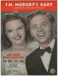 1m323 ANDY HARDY MEETS DEBUTANTE sheet music '40 Mickey Rooney, Judy Garland, I'm Nobody's Baby!