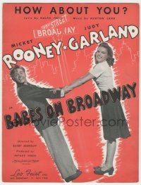 1m324 BABES ON BROADWAY sheet music '41 Mickey Rooney, Judy Garland, How About You!