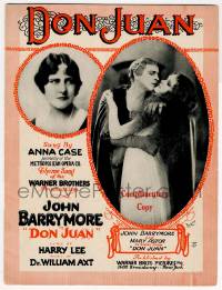 1m350 DON JUAN sheet music '26 John Barrymore as the famous lover, Mary Astor, the title song!