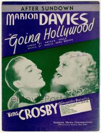 1m359 GOING HOLLYWOOD sheet music '33 Marion Davies close up w/Bing Crosby, After Sundown!