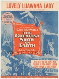 1m366 GREATEST SHOW ON EARTH sheet music '52 Cecil B. DeMille circus classic, Lovely Luawana Lady!