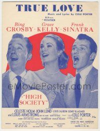 1m371 HIGH SOCIETY sheet music '56 Frank Sinatra, Bing Crosby, Grace Kelly, True Love!