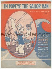 1m407 POPEYE sheet music '33 the theme song I'm Popeye the Sailor Man, great cartoon image!