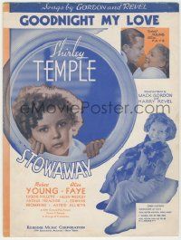 1m423 STOWAWAY sheet music '36 Shirley Temple with cute dog, Goodnight My Love!
