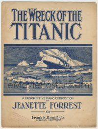 1m443 WRECK OF THE TITANIC sheet music 1912 from right after it sank, great sinking ship art!