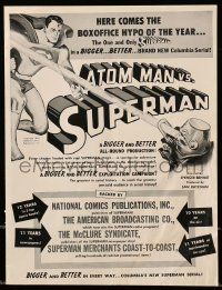 1m082 ATOM MAN VS SUPERMAN trade ad '50 DC Comics serial, great art of superhero Kirk Alyn!