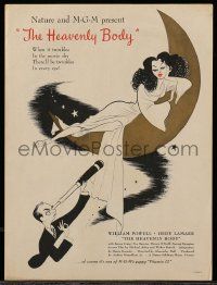 1m116 HEAVENLY BODY trade ad '44 William Powell, Hirschfeld art of sexy Hedy Lamarr!