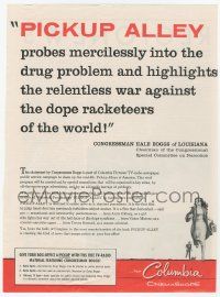 1m146 PICKUP ALLEY trade ad '57 probes into the drug problem & highlights world dope racketeers!