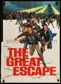 1m005 GREAT ESCAPE promo brochure '63 Steve McQueen, Charles Bronson, unfolds to 18x24 poster!