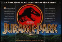 1m007 JURASSIC PARK promo brochure '93 Steven Spielberg, opens to make a cool 11x16 poster!