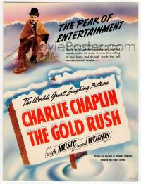 1m112 GOLD RUSH trade ad R42 Charlie Chaplin classic, with Music and Words, great art!
