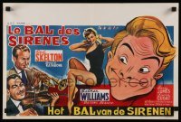 1p119 BATHING BEAUTY Belgian R1960s wacky art of Red Skelton & sexy smiling Esther Williams!