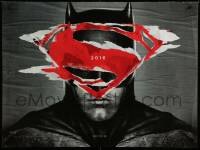 1p214 BATMAN V SUPERMAN teaser DS British quad '16 close up of Affleck in title role under symbol!