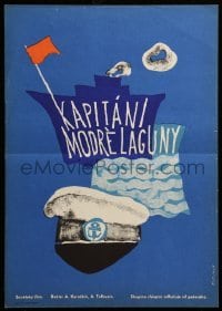 1p159 CAPTAINS OF THE BLUE LAGOON Czech 12x17 '62 Fedorov art of diver watching warship!