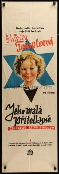 1p152 CURLY TOP Czech 12x37 '35 different close smiling portrait of Shirley Temple in star!