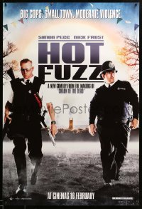 1p210 HOT FUZZ teaser DS English 1sh '07 great image of wacky Simon Pegg & Nick Frost!