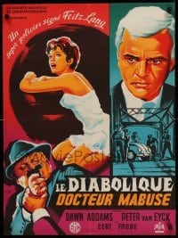 1p821 1000 EYES OF DR MABUSE French 23x31 '61 Lang, different horror art by Constantine Belinsky!