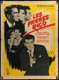 1p841 BROTHERS RICO French 24x32 '58 the terrifying story of 3 manhunted brothers & their women!